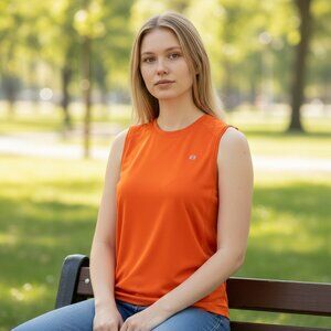 Layer 8 Women’s Athletic Tank Top Size M Orange Qwick Dry Sleeveless Shirt